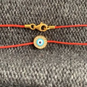 Light Blue Diamond Evil Eye Bracelet In Gold